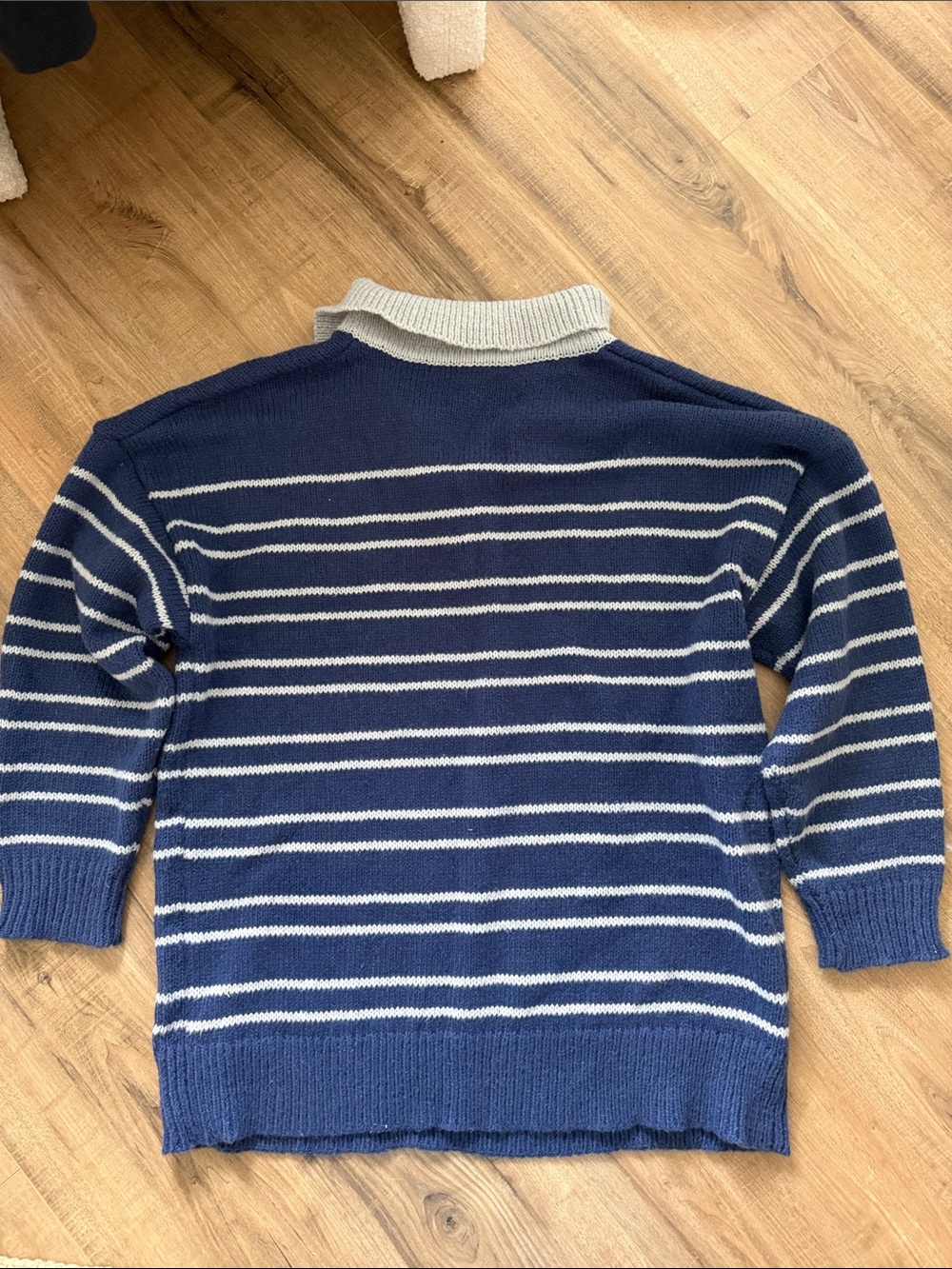 Navy and White Striped Collared Sweater - Picture 2 of 2